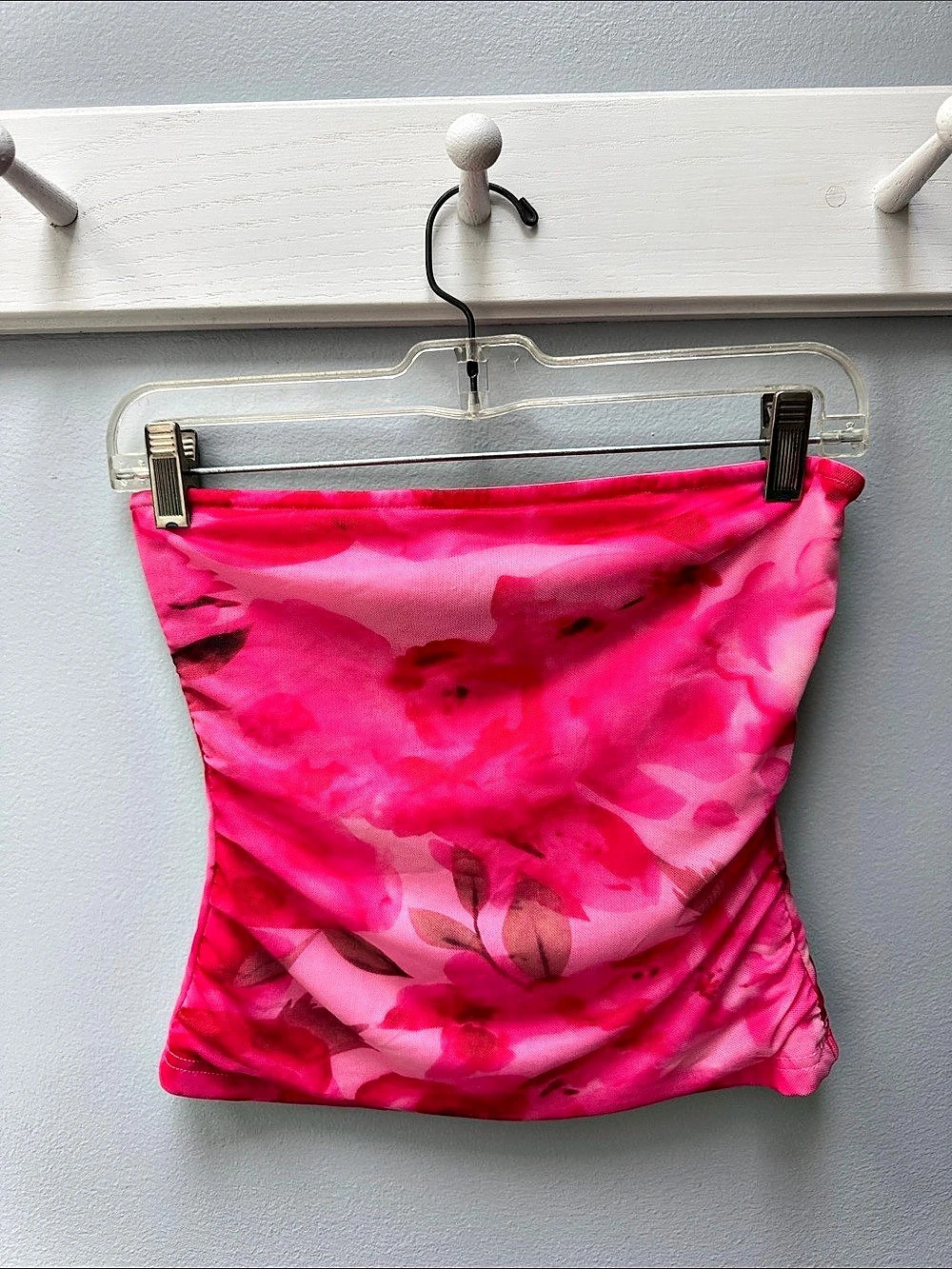 MASCOMODA Women'Small Floral Mesh Tube Top Pink Small